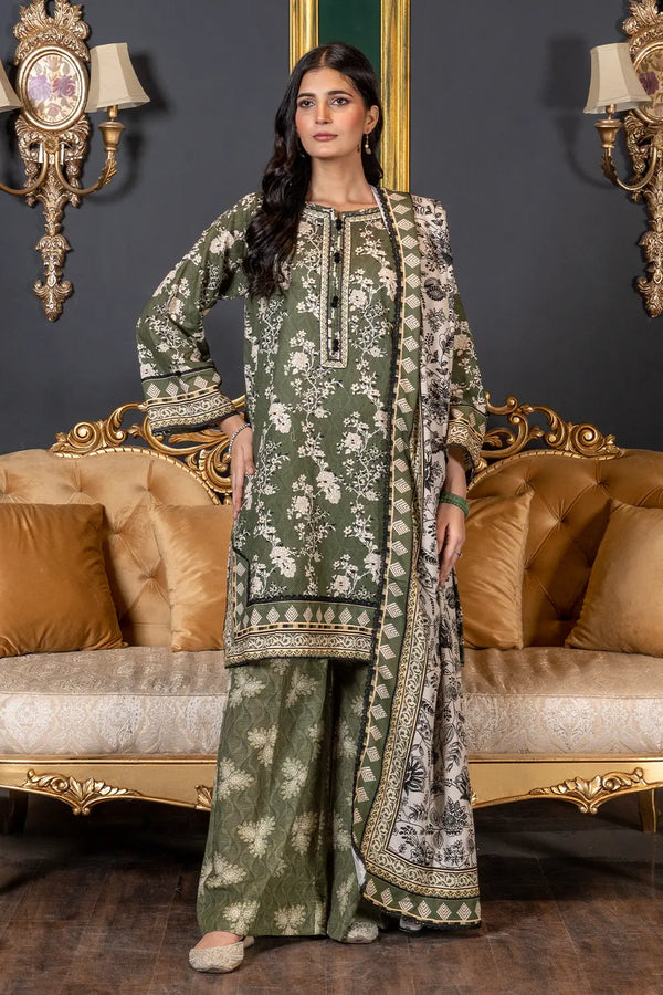 3PC Printed Unstitched Khaddar Suit KKH-3025