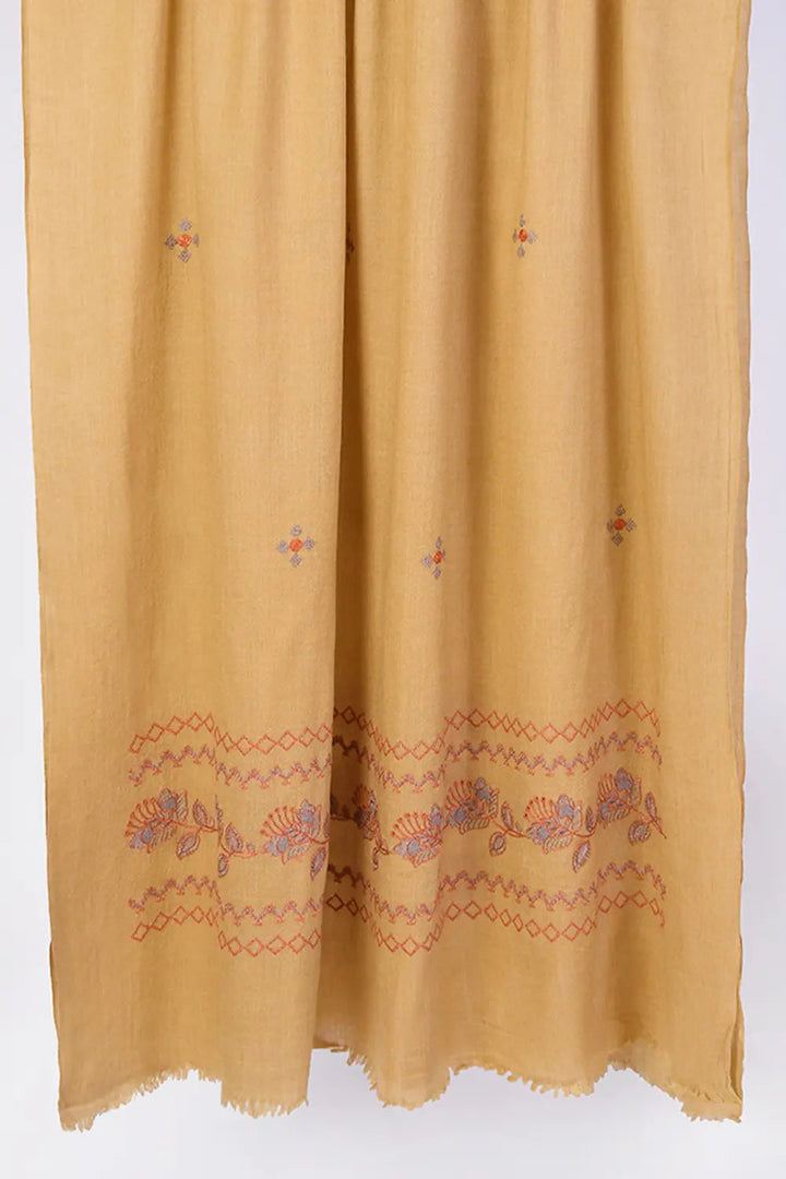 Embroidered Shawl-7 Camel Apparel & Accessories KHAS STORES 