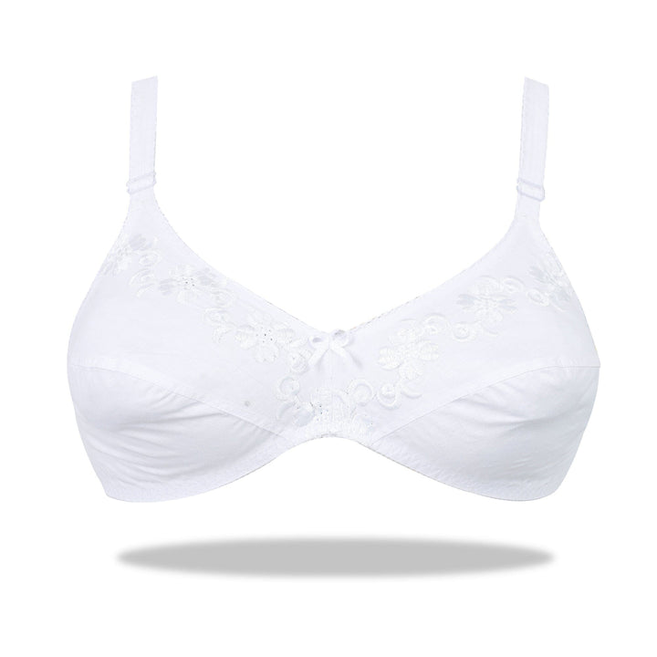 Espicopink | Lily - Softest Low Cut Floral Embroidered Cotton Bra BRAS Espicopink 32B White 