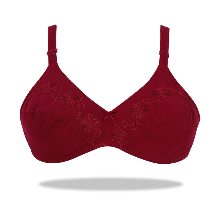 Espicopink | Lily - Softest Low Cut Floral Embroidered Cotton Bra BRAS Espicopink 36B Maroon 