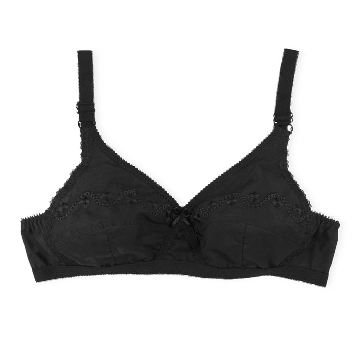 Espicopink | Love-In-The-Mist - Cross Over Embroidered Non-Padded Bra BRAS Espicopink 32B BLACK 