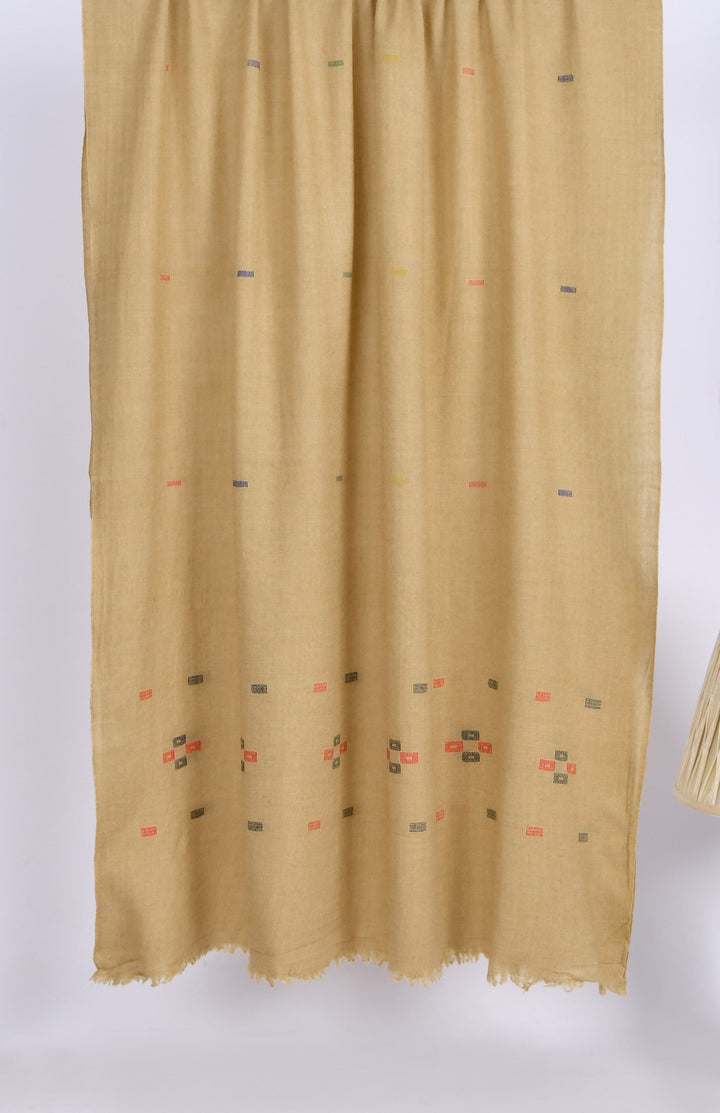 Khaddi Embroidered Shawl-2 Camel Apparel & Accessories KHAS STORES 