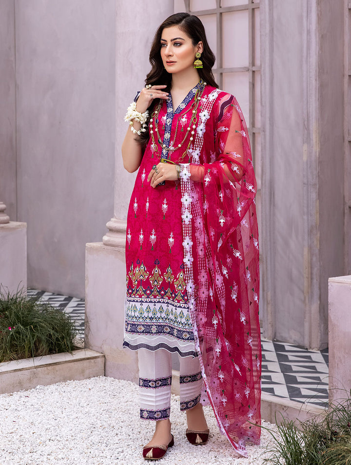 3 Piece Unstitched Lawn Suit KNE-1373 Khas Lawn 22 - Volume 9 (Sawera) FASUNSLAD 