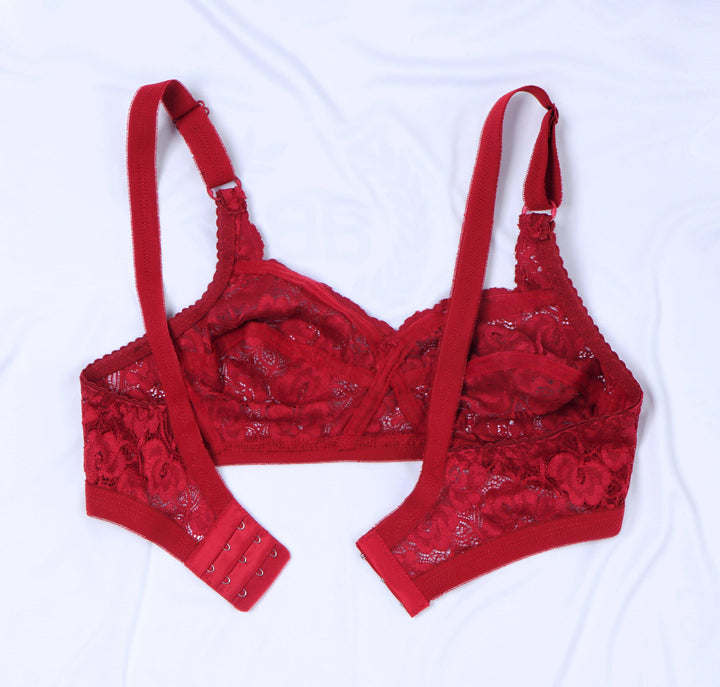 Buy Women Net Bra Set, Non Padded, Adjustable Strap, Red, Maroon,Size-30  (Pack of 2) at